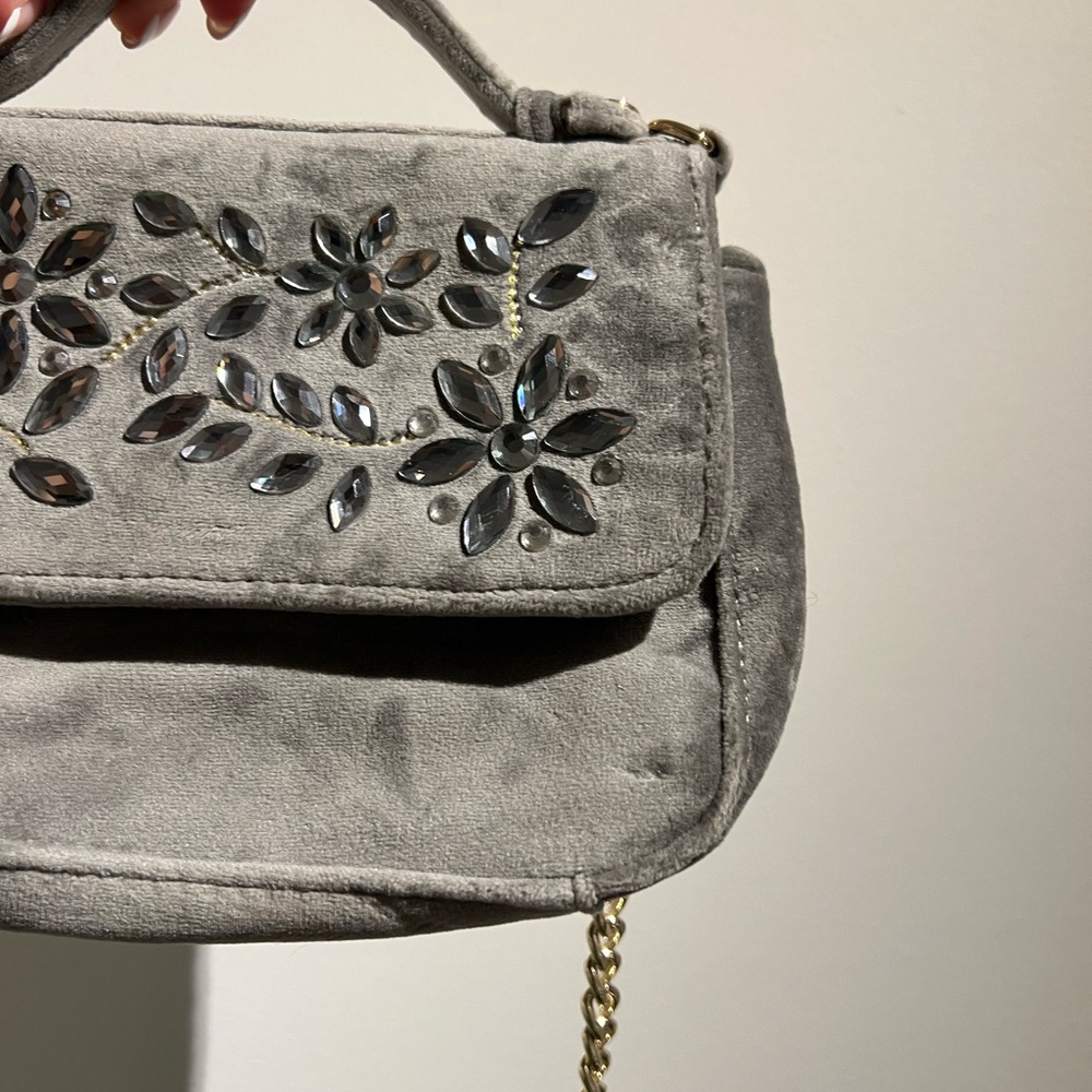 Elegant Gray Embellished Women's Bag